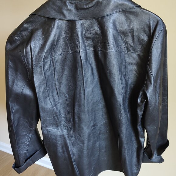 DKNY Black Leather Jacket - Size M - Picture 2 of 9